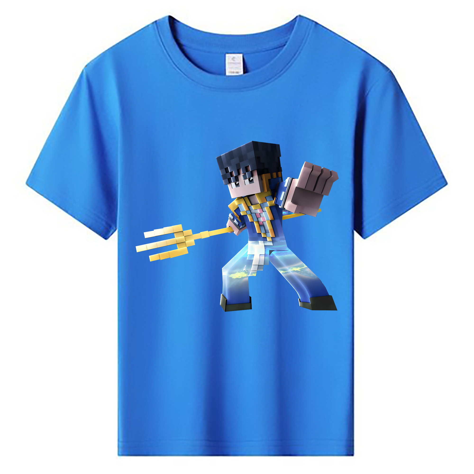 （画像用） マインクラフト ブロックの世界 Minecraft MC Block world 綿100％キッズTシャツ（フロントプリント）